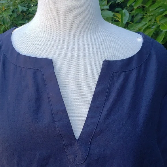 Talbots Embroidered Navy Blue Palm Tree Print Women's TunicTop XL - Picture 4 of 11